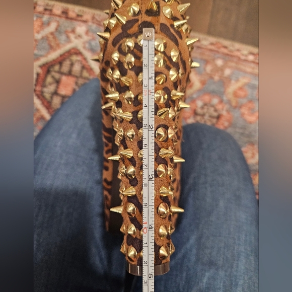 NEW Breckelles Leopard Spiked Platform Booties - Size 9 - Picture 14 of 15